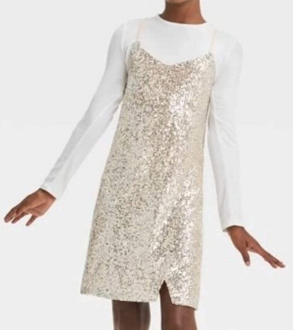 Gold Sequin Party Dress Girls Art Class Size 10/12